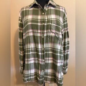 GAP Green and Pink Plaid Shirt